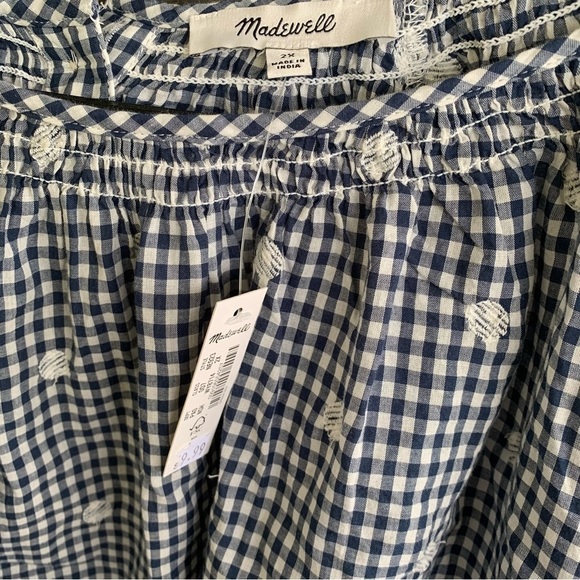 🆕 Madewell Embroidered Button Back Shirt Gingham Check Women’s Size 2X - Picture 10 of 10